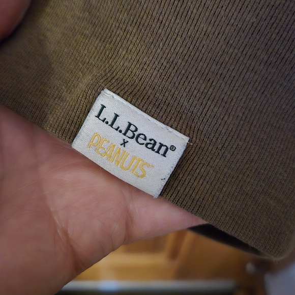 L.L. Bean X Peanuts Hoodie Size Large Green Snoopy Woodstock Hiking Sweatshirt - Picture 6 of 7